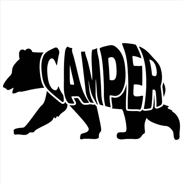 カッティングシート MODEL クマ ベア キャンパー CAMPER ステッカー 車外アクセサリー Camp キャンプ 1枚目の画像