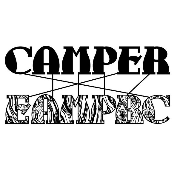 (小)カッティングシート 木目フォント CAMPER ステッカー 車外アクセサリー キャンパー キャンプ キャンプカー 1枚目の画像