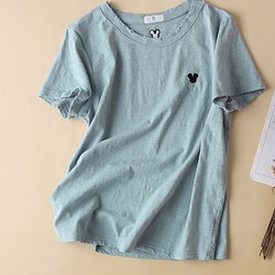 夏の新しい綿の質のプリントTシャツ女性の丸襟の半袖の体のシャツ86879 1枚目の画像