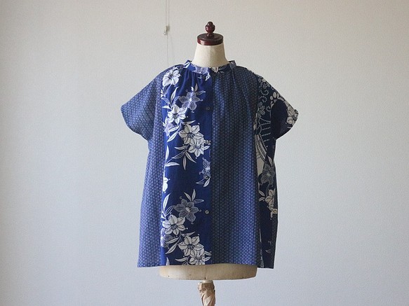 新品未使用 スタンドカラー フレンチ袖デザイン 刺繍ワンピース 日本製