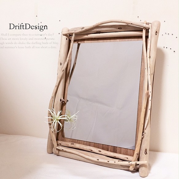 Drift Design〜 キレイめ流木と造花のお洒落な壁掛けインテリアミラー
