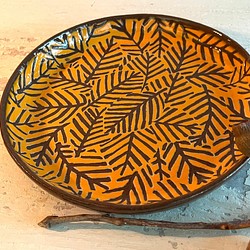 吉葉焼丸皿_陶器ディナープレート 1枚目の画像