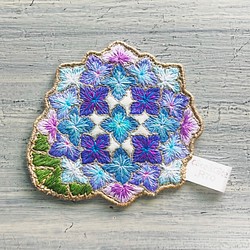 手刺繍・洗えるフェルトのコースター「紫陽花」11 1枚目の画像