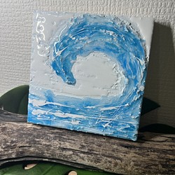 波アート　レジンアート　オーシャンアート　正方形　リビング　ターコイズブルー　ちょっとしたプレゼント　西海岸 1枚目の画像