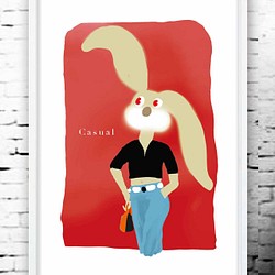 Casual　ウサギ　イラスト　ポスター　A4 A3 A2 A1　アートポスター　（アート　sei　新着順）検索1495 1枚目の画像