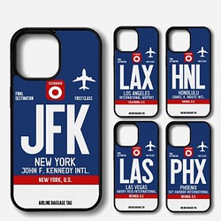既成デザイン iPhone ケース 機種選択 エアポートタグ 空港タグ 海外旅行 イメージ ロサンゼルス ニューヨーク 1枚目の画像