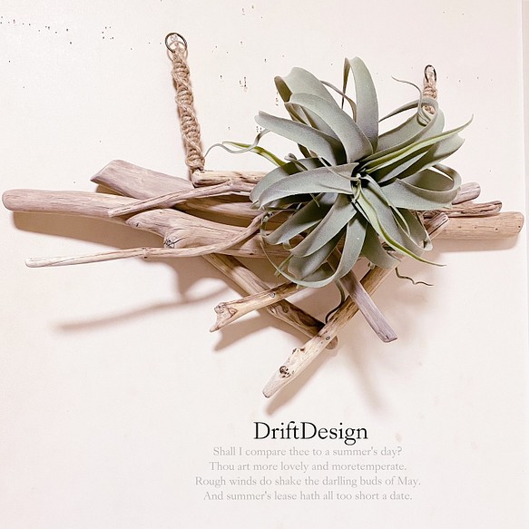 〜Drift Design〜　リーフ造花と流木の壁飾り　インテリアディスプレイ