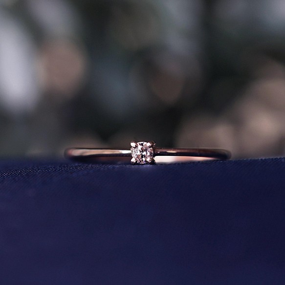K18ダイヤモンド2mmブリリアントカット爪留めリング ～Ethel 指輪