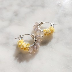 SV925SF Gray Chalcedony Yellow Opal bi-color earrings 第1張的照片
