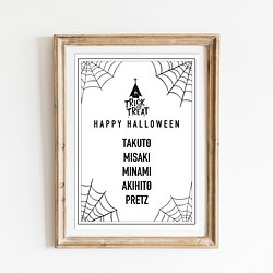 ハロウィン モノトーン ウェルカムポスター【蜘蛛の巣】Halloween 1枚目の画像
