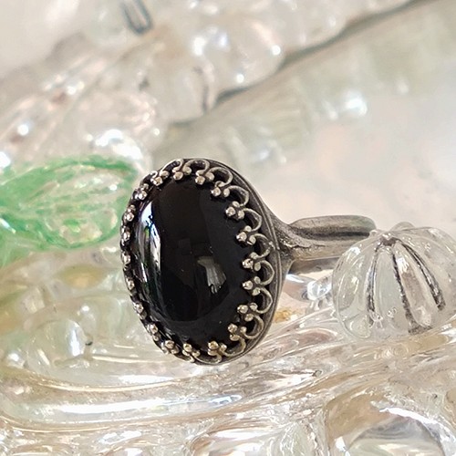 漆黒の石 ブラックオニキスring（８～２３号・SV925可能） 指輪 