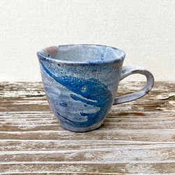 藁灰釉とコバルトのマグカップ 1枚目の画像
