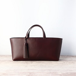 （簡單）水平手提包（大）袋☆巧克力（深棕色）的顏色☆彡 第1張的照片
