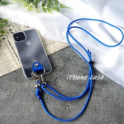 [Creema 限量免費送貨] 真皮鱷魚壓紋皮革防摔智能手機保護套帶肩（藍色）iPhone 保護套 第1張的照片