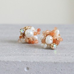 耳環 橘天河石 珍珠 水晶 - 原諒 - 第1張的照片