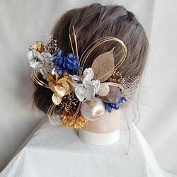 金の丸菊の雅な髪飾り 結婚式髪飾り 成人式髪飾り 卒業式髪飾り ヘア 
