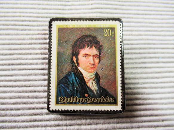 貝多芬郵票胸針3055 第1張的照片