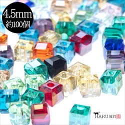 立方體玻璃珠 4.5mm 混裝 100 顆 Aurora/cut beads/square (garascutc5) 第1張的照片
