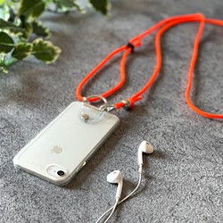 [Creema 獨家包郵] 熒光橙◆iPhone 保護套◆帶防摔頸帶的智能手機保護套 第1張的照片