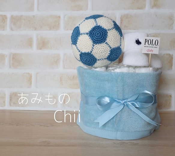 オムツケーキ 男の子 サッカーボール 雑貨 その他 Chii あみもの 通販 Creema クリーマ ハンドメイド 手作り クラフト作品の販売サイト