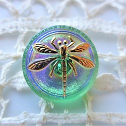 蜻蜓羽衣捷克玻璃鈕扣1個 第1張的照片