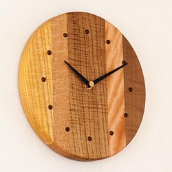 寄せ木の壁掛け時計　円形B 1枚目の画像