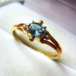 【10K】ブルーダイヤモンド　4㎜　ファセットカット　リング　指輪