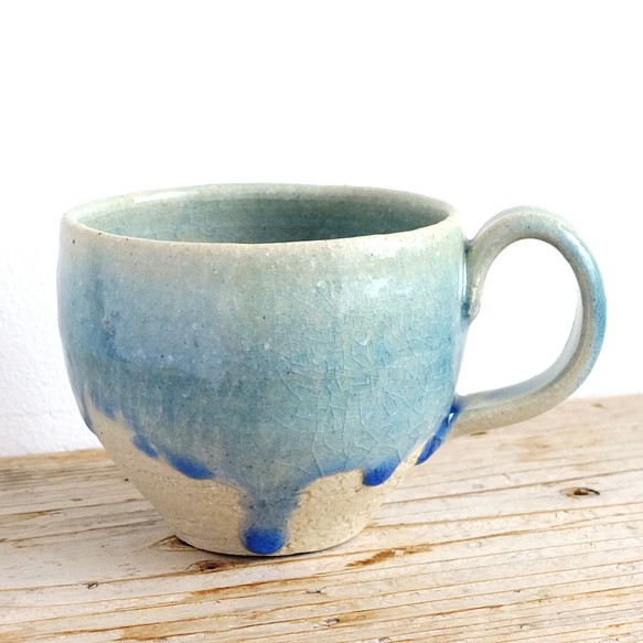 Blue glass mug size:L　#C-506 1枚目の画像
