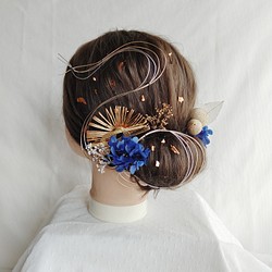 A10　扇松と玉かんざし・水引の髪飾り　結婚式　色打掛　成人式　振袖　卒業式　袴