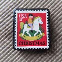 アメリカ　クリスマス切手ブローチ4040 1枚目の画像
