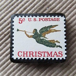 アメリカ　クリスマス切手ブローチ4041 1枚目の画像