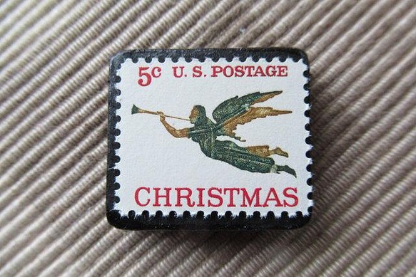 アメリカ　クリスマス切手ブローチ4041 1枚目の画像