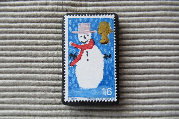 英國聖誕郵票胸針4056 第1張的照片