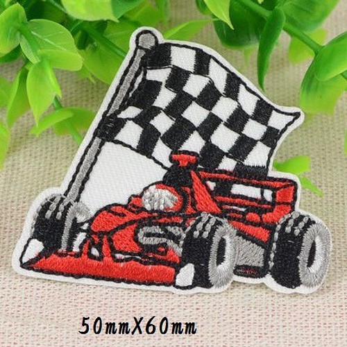 1枚 車 ワッペン F1 アップリケ 刺繍 アイロン接着 アイロンワッペン