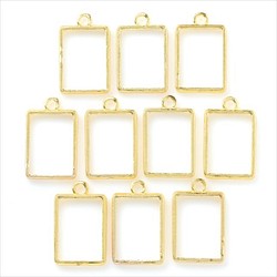 10個樹脂空框★tg37/金色★長方形矩形環帶框模具吊飾 第1張的照片