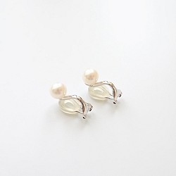 純 9K 白金頂級淡水珍珠低痛感夾式耳環 6.5-7 mm 第1張的照片