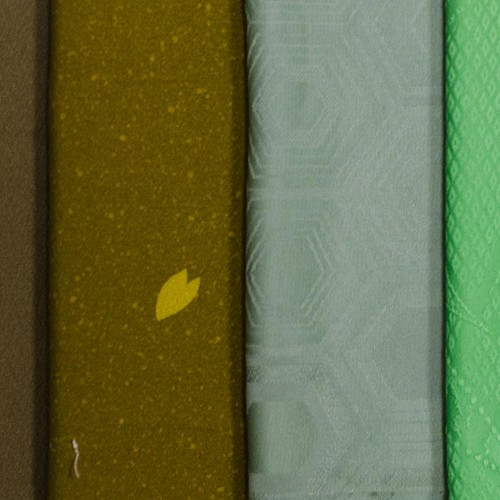 正絹 着物はぎれ10枚セット 緑系 和小物、つまみ細工に はぎれ うさぎ 