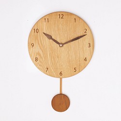 木製 振り子時計 丸型　楢材14 1枚目の画像