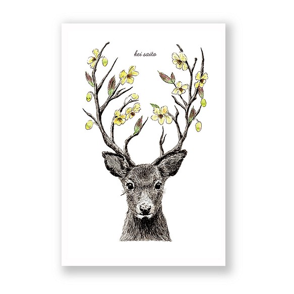 你最喜歡的插圖卡（帆布加工）3件套[19.Deer] 第1張的照片