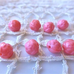 ころころバラ　ピンク　チェコビーズCzech Glass Beads8個 1枚目の画像