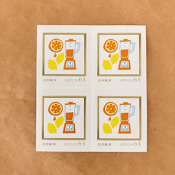 ジュース63円フレーム切手4枚 1枚目の画像