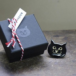 七宝焼　ブローチ　いじわる猫（黒） 1枚目の画像