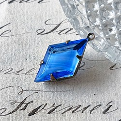 Glass Pendant Diamond 約23mm×12mm [PDT-246]＊1個＊Vintage＊ 1枚目の画像