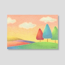 夕日の丘(ポストカード。5枚セット) 1枚目の画像