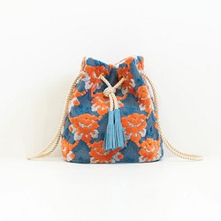 新的！ Kinkasan 錢包&lt;淺藍橙木蘭&gt; 2Way 單肩包堆提花編織 第1張的照片