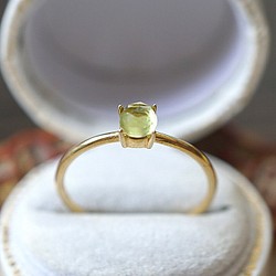 【４mm】宝石質 ペリドット Ring 〈18kgp〉 1枚目の画像