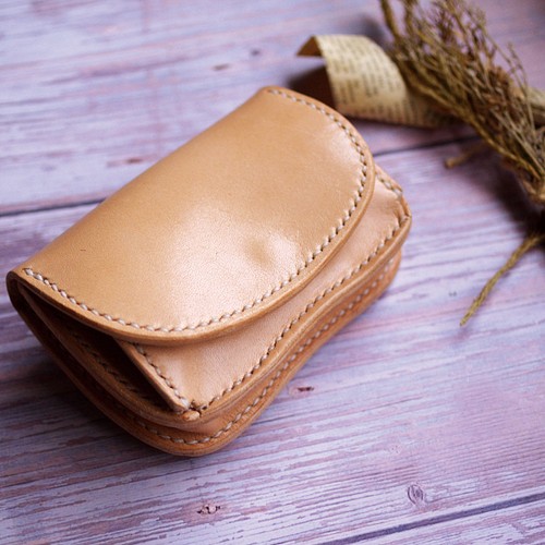 本革ミニマムボックス財布 （受注制作）革財布 手縫いヌメ革