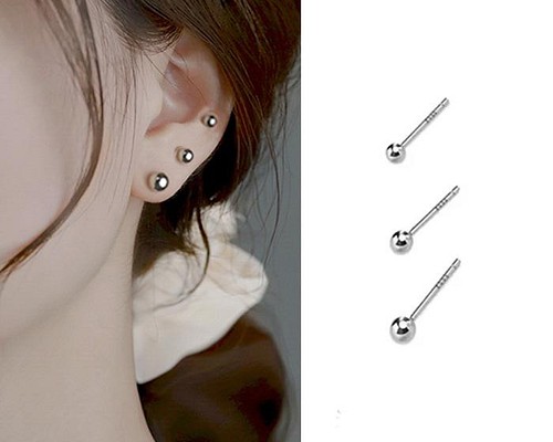 6001 3ペア＝1800円 925シルバーピアス 丸玉ピアス 3mm 4mm