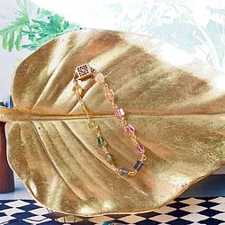宝石質トルマリングラーデーションカラーブレスレット 1枚目の画像