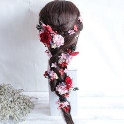 【カラーオーダーＯＫ】バラ&小花のナチュラルヘッドドレス＊プリザーブドフラワー&ドライフラワー 1枚目の画像